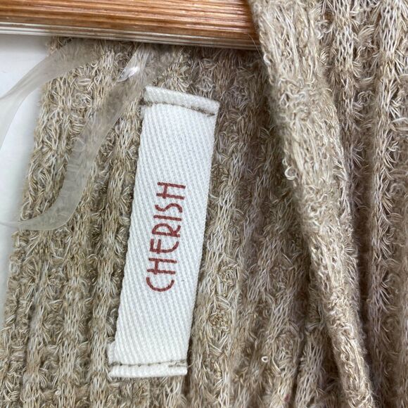 Cherish Boutique Cream Feather Print Open Back Sweater Women Small Boho - Picture 2 of 8